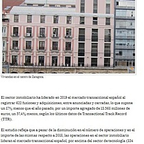 El sector inmobiliario lidera el mercado transaccional en Espaa en 2019 pero cae un 17%, segn TTR